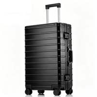 Valise en aluminium avec serrure TSA, poignée à 3 positions, roues lisses à double roulement, coins rivetés, séparateurs ajustables, design classique et élégant, coque rigide