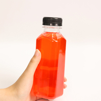 Vente en gros de bouteilles en plastique pour boissons, jus, de qualité alimentaire, transparentes, carrées, avec bouchon, 250 ml, 300 ml, 350 ml, 400 ml, 500 ml