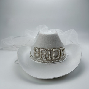 Sombrero <span class=keywords><strong>de</strong></span> Vaquera HLC con Velo y Perlas <span class=keywords><strong>de</strong></span> Imitación, Sombreros <span class=keywords><strong>de</strong></span> Novia con Luces LED y Letra 'Bride', Sombrero para <span class=keywords><strong>Despedida</strong></span> <span class=keywords><strong>de</strong></span> <span class=keywords><strong>Soltera</strong></span>, Fabricante - Product Image 3