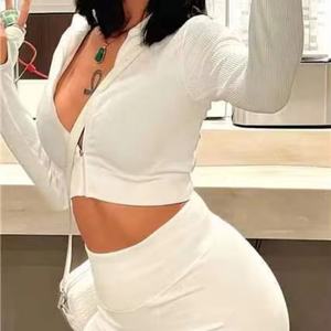 Viviblook Z929ST05 nouveau automne couleur unie Shorts entraînement 2 pièces costume femmes tenue - Product Image 1