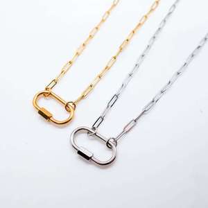 <span class=keywords><strong>Collana</strong></span> <span class=keywords><strong>Lunga</strong></span> di Moda con Catena a Graffetta in Stile Moschettone a Scatto, Gioielli in Acciaio Inossidabile Placcato <span class=keywords><strong>Oro</strong></span> 18k con Fibbia da Arrampicata - Product Image 1