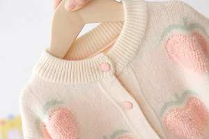 2026 New Children's Cartoon Pattern Wool/Nylon Baby Girl Princess Thin Style Over <b>Cardigan</b> Belt Closure Lovely <b>Peach</b> Decoration - Product Image 3