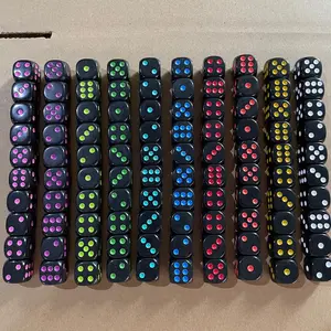 Black Dice 16mm Rounded Corners Color Ink Point Dice Bar Entertainment Dice Wholesale