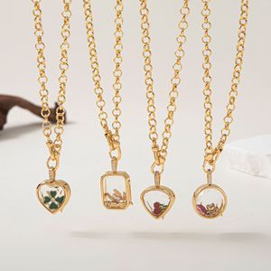 Creativo impermeable puede abrir gota de amor caja de cristal redonda Diy piedra de nacimiento colgante collar 18K Color oro joyería de preservación - Product Image 1