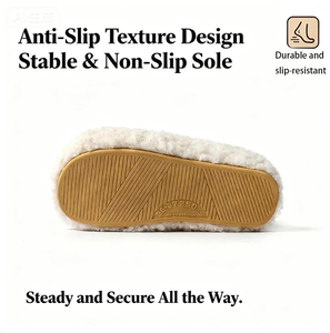 Chaussons d'hiver en <span class=keywords><strong>laine</strong></span> avec doublure en coton pour femmes, usage intérieur, antidérapants, respirants, en velours chaud, style Birkenstocks pour couples - Product Image 2