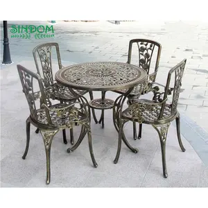 Горячая распродажа Открытый сад литой алюминиевый каркас 4 стулья мебель набор обеденный стол