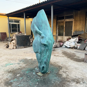 Estatua <span class=keywords><strong>de</strong></span> Cabeza <span class=keywords><strong>de</strong></span> Caballo <span class=keywords><strong>de</strong></span> Bronce <span class=keywords><strong>de</strong></span> Tamaño Real con Patina Multidimensional, Escultura Animal para Patio o Jardín - Product Image 4