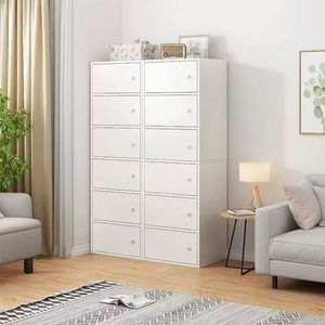 Armoire de rangement à tiroirs <span class=keywords><strong>Commode</strong></span> moderne blanche avec poignées rondes pour chambre à coucher salon Organisateur de meubles d'angle - Product Image 2