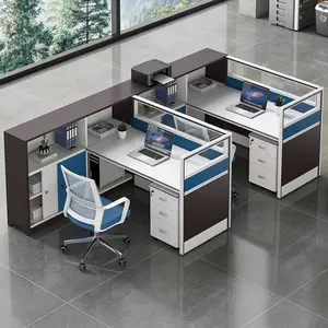 Modern Furniture Board Desktop Computer 4 Person Office Desk 4 Seater Workstation