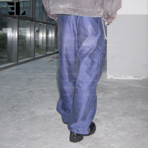 LARSUR Custom Factory Distressed Acid Wash Sun Faded Twill <strong>Moleskin</strong> Chore French Purple Work Pants Straight French Work <strong>Trousers</strong> - Product Image 5