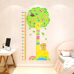 Home decoration lovely giraffe and bird children's growth table acrylic wall sticker kids room kindergarten wall decor