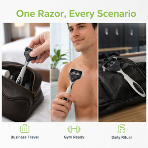 Kit da Viaggio di Lusso per Uomo: Set da Rasatura Monouso OEM con Rasoio, Crema e Kit Igiene in Formato da Viaggio con Borsa - Product Image 4