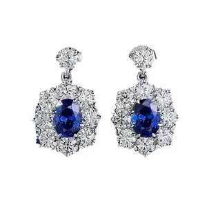 Серебряное кольцо для ушей S925, 6 х8, овальное, синее, разноцветное, с сокровищами, простое и элегантное универсальное ювелирное изделие для женщин