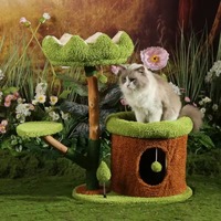 Grande tour pour chat d'intérieur écologique à 2 niveaux avec poteaux à gratter en sisal, condo moderne en bois pour chat, vente promotionnelle