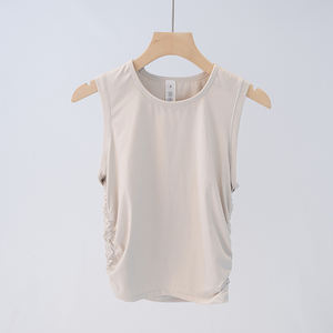 Débardeur de sport sans manches pour femme, séchage rapide, côtelé, avec double fronces latérales, idéal pour le fitness et le yoga - Product Image 6