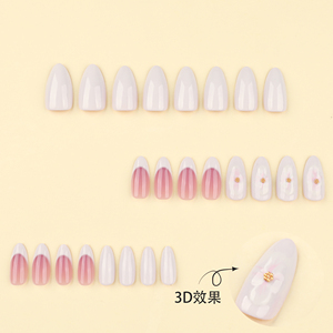 3896 <span class=keywords><strong>Faux</strong></span> Ongles Roses Doux Effet 3D Cerise <span class=keywords><strong>Fraise</strong></span> Amande à Coller – Ongles Artificiels Personnalisables OEM ODM - Product Image 2