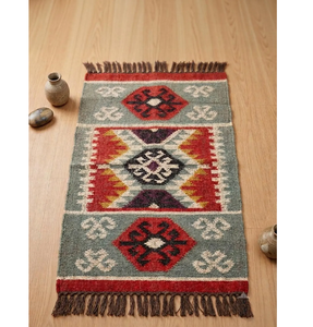 Southwestern <b>Boho</b> Runner <b>Rug</b> | Handmade Wool Jute Geometric Tribal Carpet for Farmhouse Hallway Entryway Home Floor Decor - Product Image 6