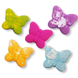 Bombas de Baño Orgánicas Coloridas con Forma de Mariposa, Espuma de Baño Vegana para Niños - Product Image 1