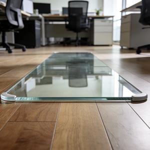 Tappetino per Sedia con Bordi Lucidi in <span class=keywords><strong>Vetro</strong></span> Temperato Trasparente, con Cuscinetti Antiscivolo e Angoli Arrotondati per Tappeti da Ufficio e Pavimenti in Legno - Product Image 2