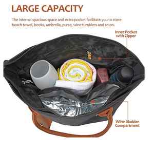 Bolsa Enfriadora de Vino Aislada Grande, Portátil, Tipo Bolso de Playa con Dispensador Oculto y Bolsa para Vino - Product Image 6