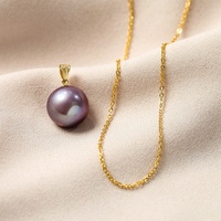 Collier de perles d'eau douce violettes naturelles avec pendentif unique en or K – Accessoire vestimentaire élégant et tendance, populaire sur internet