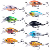 Umpan buatan engkol 4.5CM-4G, umpan pancing plastik keras untuk memancing Bass bergaris