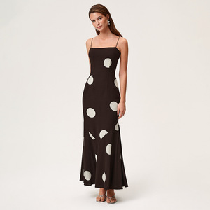 Vestido de noche largo sin tirantes para mujer, con estampado de lunares, espalda descubierta, transpirable, estilo maxi. - Product Image 2