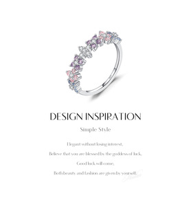 S925 <b>Silver</b> <b>Statement</b> <b>Ring</b> for Women Colorful Zircon Eternity Dainty Butterfly Cut Stackable Band <b>Ring</b> - Product Image 5