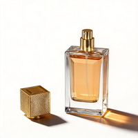Nouvelle conception professionnelle, flacon de parfum vide 50 ml, flacons en verre transparent rectangulaires convexes à facettes de luxe pour personnalisation de marque