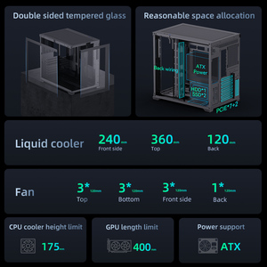 Boîtier de PC de jeu SNOWMAN, tour ATX M-ATX <span class=keywords><strong>ITX</strong></span>, boîtier de jeu pour PC, boîtier de PC de jeu avec panneau latéral en verre - Product Image 3