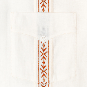 Stile OEM Guayabera <span class=keywords><strong>camicia</strong></span> <span class=keywords><strong>uomo</strong></span> bianco <span class=keywords><strong>lino</strong></span> cotone misto manica corta con ricamo modello 2 tasche per l'estate - Product Image 3