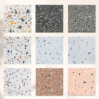 Carrelage en porcelaine effet terrazzo bleu et blanc mat, style nordique, 600 x 600 mm, pour murs et sols