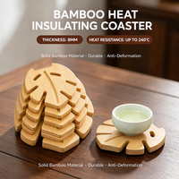 Ensemble de dessous-de-plat en bambou avec support en forme d'arbre, 7 pièces, dessous-de-plat en forme de feuille de Monstera, tapis isolants thermiques pour le thé, le café et la table à manger