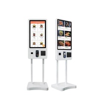 Kiosque tout-en-un tactile OEM de 21,5 pouces, sur pied ou mural, avec lecteur de code QR et imprimante pour commande et paiement autonomes