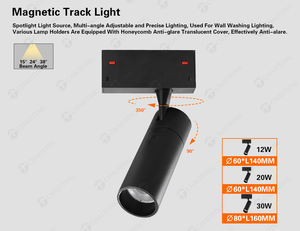 Sistema de iluminación de pista magnética, luz LED inteligente de 220V en blanco y negro opcional, 7W Cob - Product Image 5
