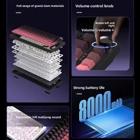 Clavier mécanique RGB tri-mode PBT à montage Gasket, avec touches latérales et bouton de contrôle, idéal pour le gaming