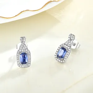 Custom OEM Fashion Fine Jewelry 925 Silver Tanzanite Womens Luxury Drop Stud Earrings for women