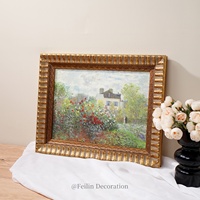 Peintures décoratives de paysages européens et de fleurs, art mural, cadre en bois vintage, toile de luxe à suspendre pour la maison, mariage