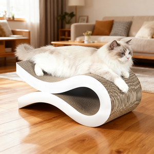 Großhandel Premium-Qualität Wellpappe Katzenliege Luxuriöses Nachhaltiges Modernes Karton-Katzenkratzbett mit Kartonverpackung - Product Image 2