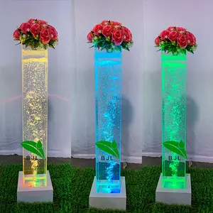 室内結婚式の装飾柱バブルチューブ感覚LEDフロアランプ水バブルランプ