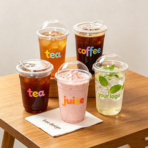 แก้วพลาสติกใสแบบใช้แล้วทิ้งสำหรับกาแฟเย็น น้ำผลไม้ เครื่องดื่มสำหรับงานปาร์ตี้ ขนาด 12oz 16oz 20oz 24oz สำหรับเครื่องดื่มร้อน เย็น และมัทฉะ - Product Image 1