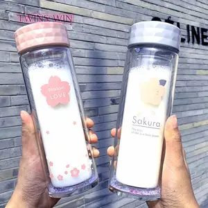 Botol Air Borosilikat Tinggi Lapisan Ganda Tren Kepribadian Sederhana dengan Partisi Teh Dipersonalisasi Botol Air Donat CUP1498