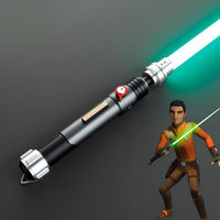 Sabre laser Ezra Bridger en alliage d'aluminium lumineux avec batterie rechargeable – Épée de cosplay pour cadeaux de fête et fans