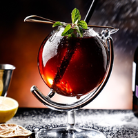 Verre à cocktail classique de luxe sans plomb, en verre borosilicate transparent de haute qualité, avec un design Tellurion créatif, à long pied et en forme de boule
