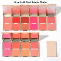 Palette de fards à joues rose 2-en-1 pour revendeurs, avec bronzer et illuminateur, palette individuelle personnalisable avec logo et miroir