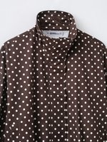 Ensemble femme 2025 nouveau 2 pièces loisirs imprimé à pois col montant veste à manches longues + costume short rétro femme à pois
