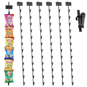 6 Pack Merchandise Hanging Strips With Hooks - 32.3 Inch Metal Display Strips, Includes Label Plates & Screwdriver - View #2