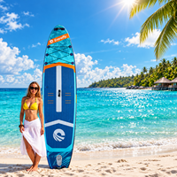 Planche de SUP gonflable ENTROFFY 11' 33in, ensemble complet avec pagaie, pompe, leash et sac à dos pour les voyages et les excursions