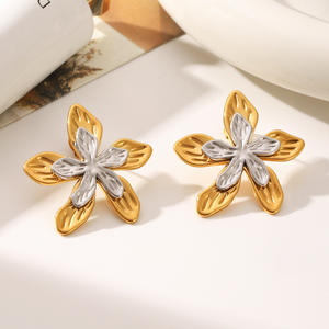 أقراط زهور عصرية متعددة الطبقات من الفولاذ المقاوم للصدأ غير قابلة للصدأ من KITI للنساء بالجملة - Product Image 4