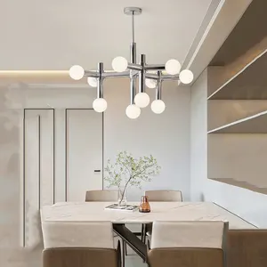 현대 창조적인 디자인 LED 펀던트 빛 거실 침대 방을 위한 유리제 훈장 금속 샹들리에